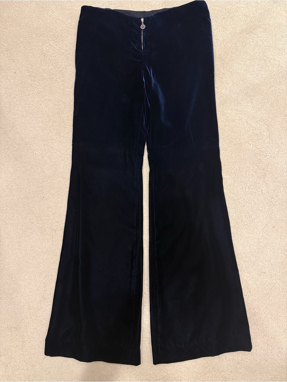 Tory Burch Navy Luxurious Velvet Flare Pants